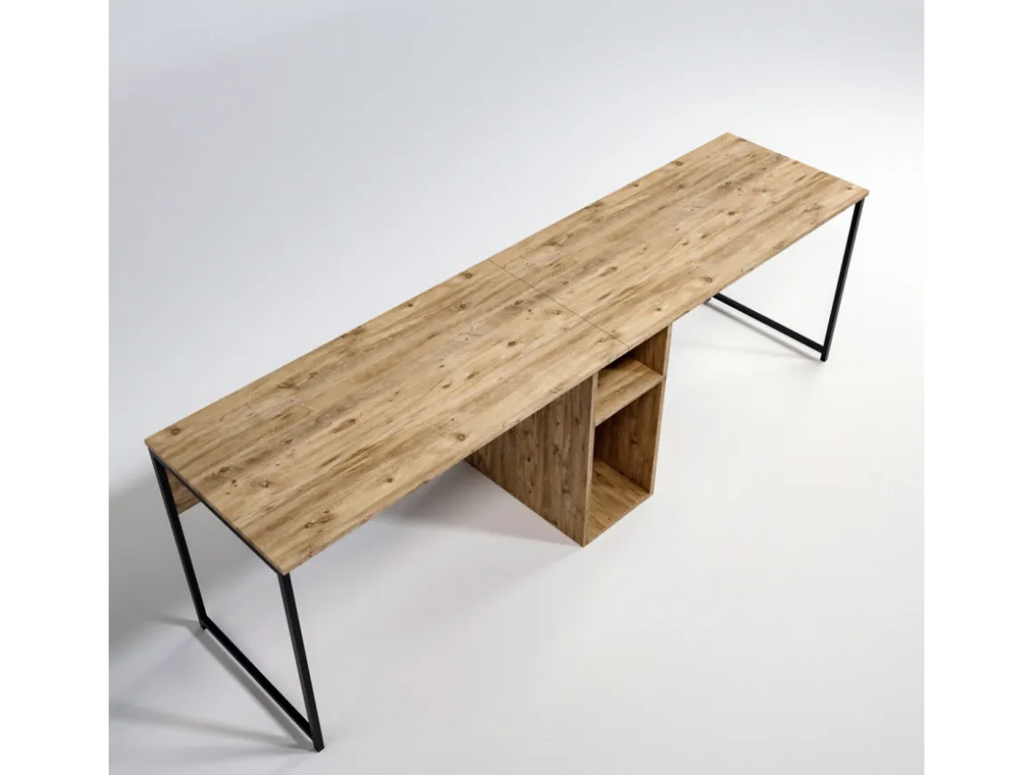 Bureau en bois "Ikili Calisma" - 240 x 60 x 74 cm - Pin atlantique Noir