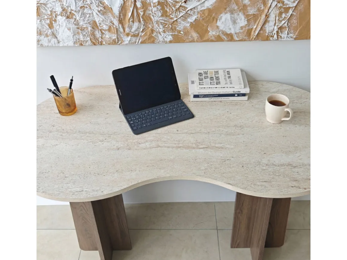 Bureau en bois "Infini" - 120 x 60 x 75 cm - Travertin