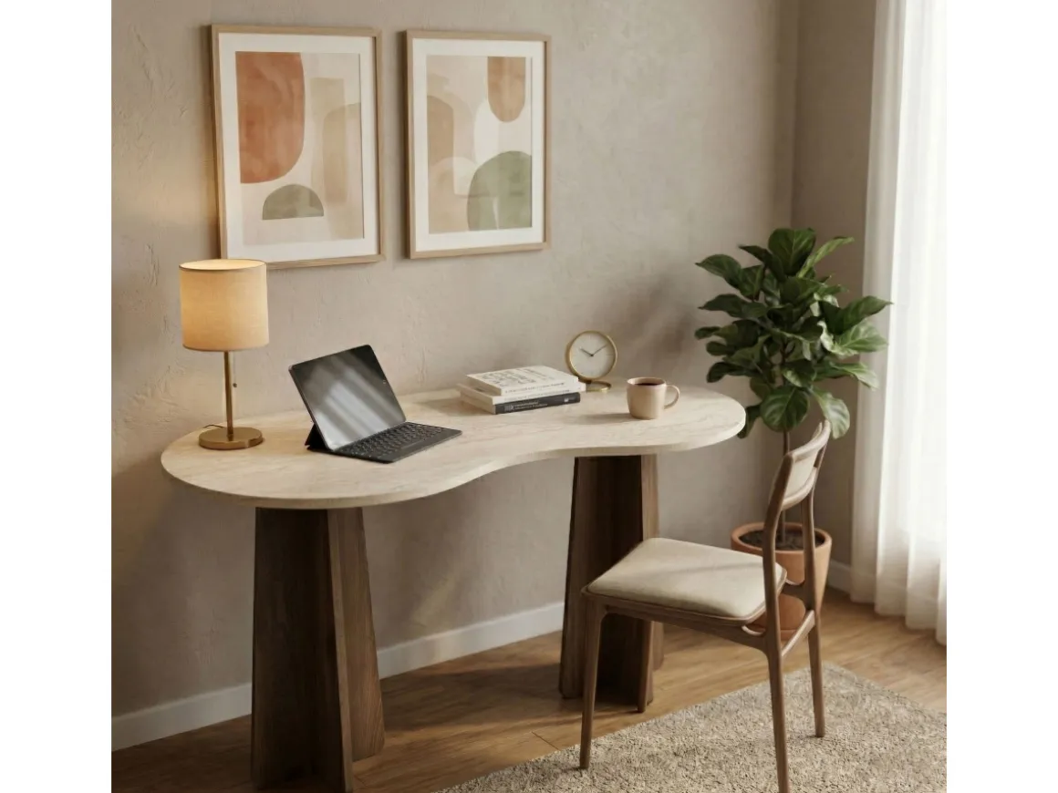 Bureau en bois "Infini" - 120 x 60 x 75 cm - Travertin