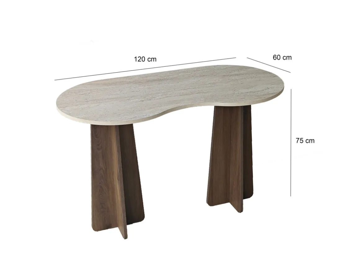 Bureau en bois "Infini" - 120 x 60 x 75 cm - Travertin