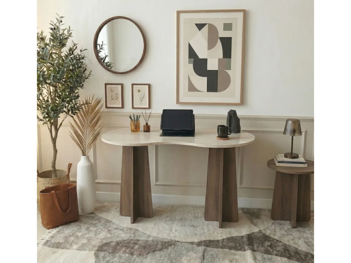 Bureau en bois "Infini" - 120 x 60 x 75 cm - Travertin