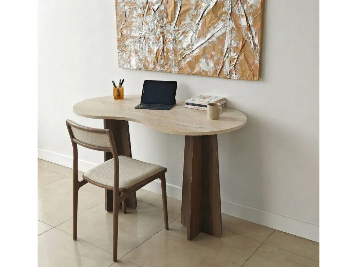 Bureau en bois "Infini" - 120 x 60 x 75 cm - Travertin