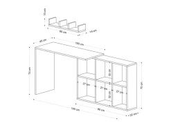 Bureau en bois "Jack" - 145 x 45 x 74 cm - Chêne blanc