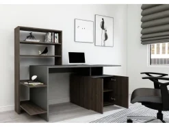 Bureau en bois "Melis " - 146 x 60 x 128 cm - Noyer Anthracite