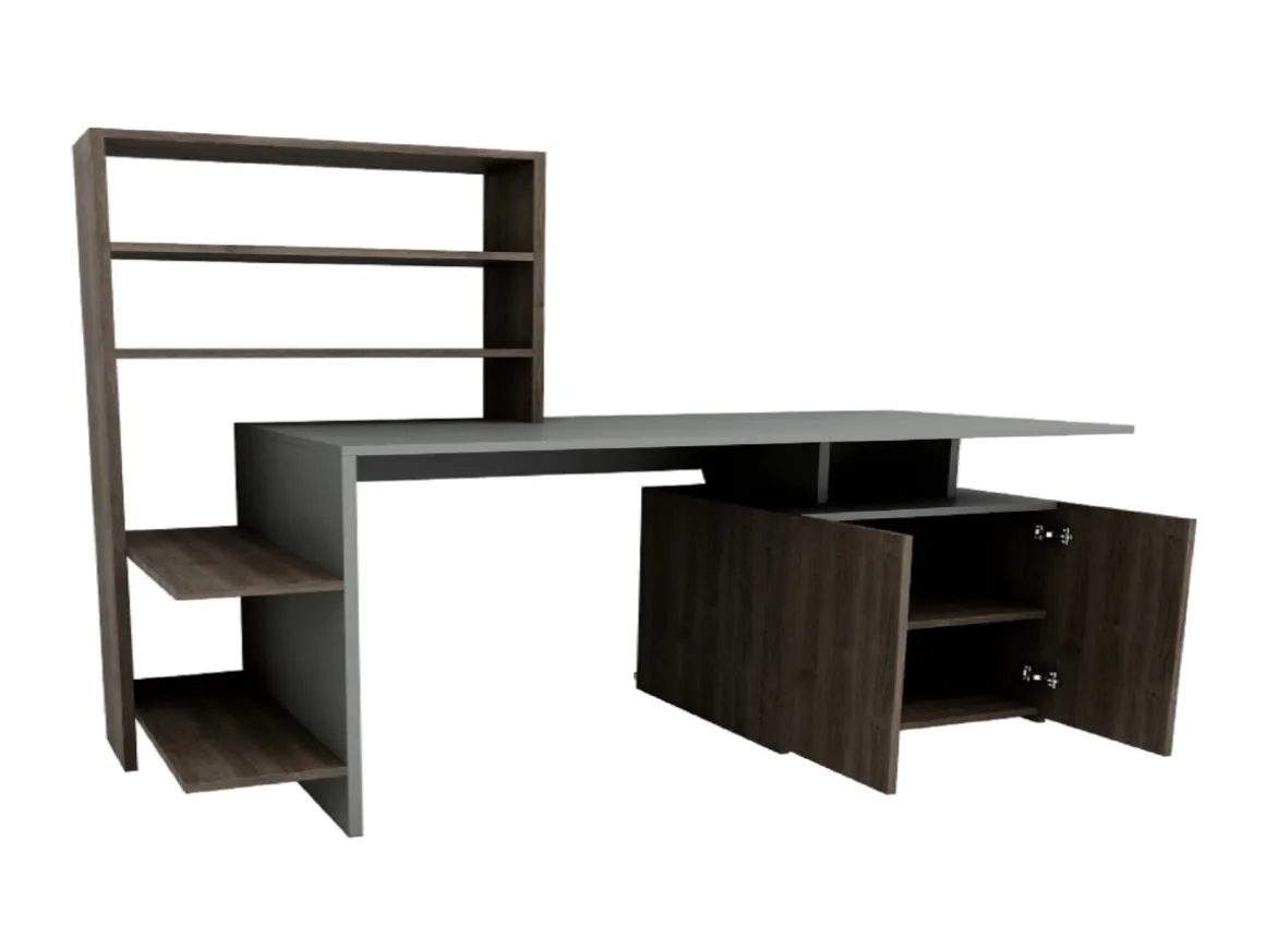 Bureau en bois "Melis " - 146 x 60 x 128 cm - Noyer Anthracite