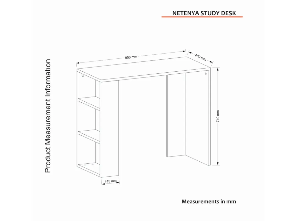 Bureau en bois "Netenya" - 90 x 40 x 74 cm - Blanc