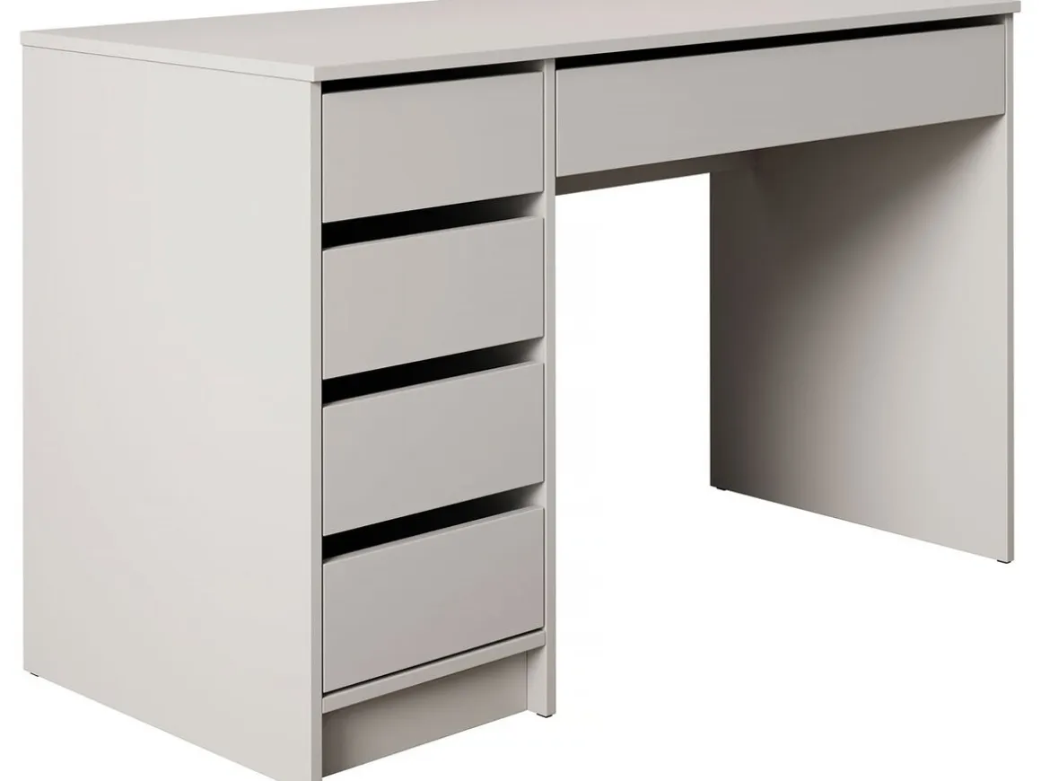 Bureau en bois 5 tiroirs "Malika" - 120 x 75 x 55 cm - Blanc