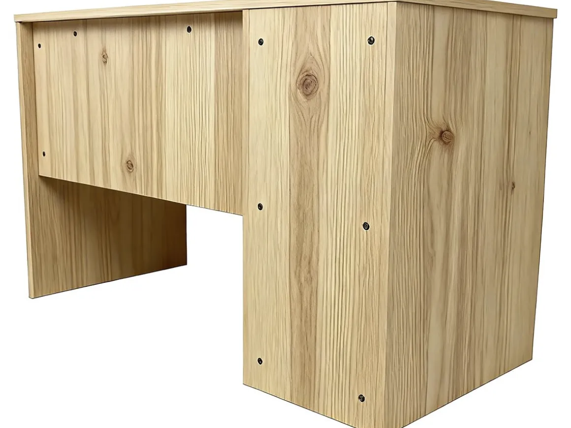 Bureau en bois 5 tiroirs "Malika" - 120 x 75 x 55 cm - Marron