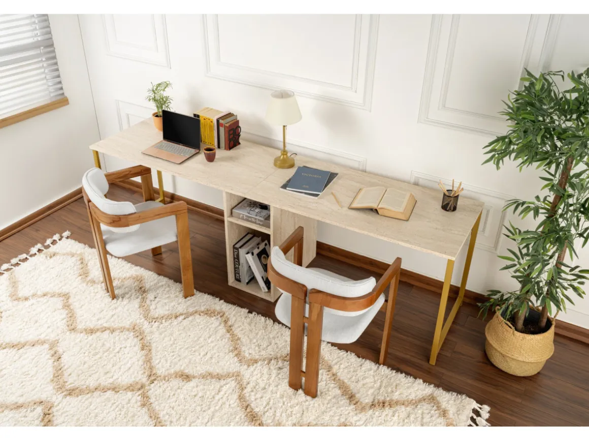 Bureau en bois "Twin Study Desk" - 240 x 60 x 74 cm - TravertinOr