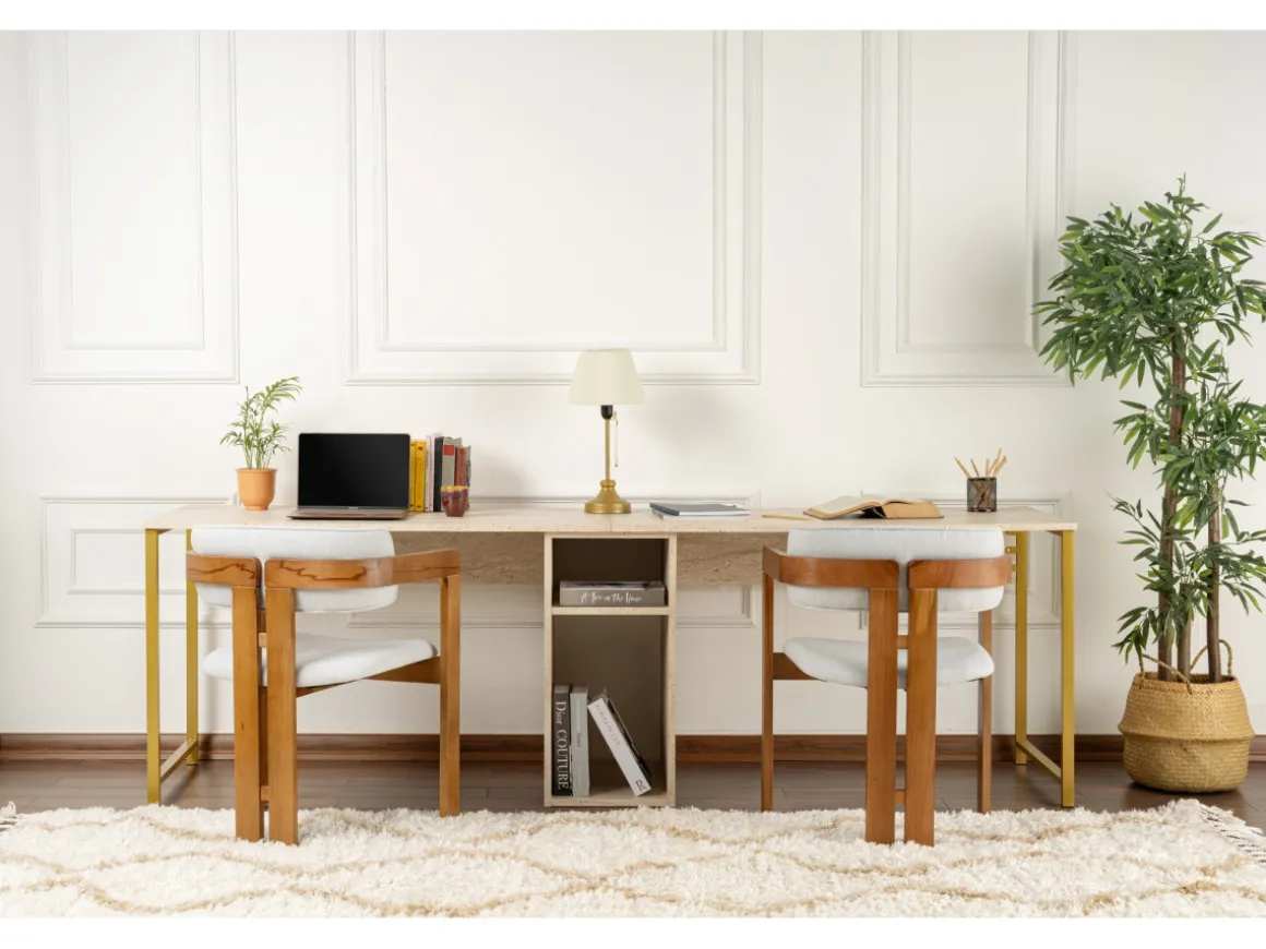 Bureau en bois "Twin Study Desk" - 240 x 60 x 74 cm - TravertinOr