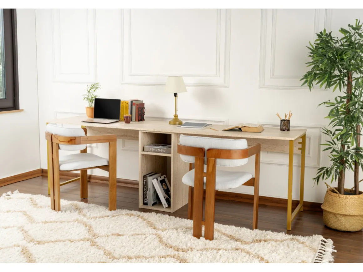 Bureau en bois "Twin Study Desk" - 240 x 60 x 74 cm - TravertinOr