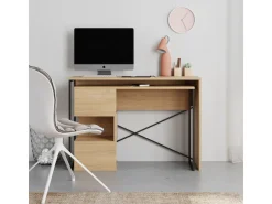 Bureau modulable en bois "Badau" - 110 x 102 x 77 cm - Beige