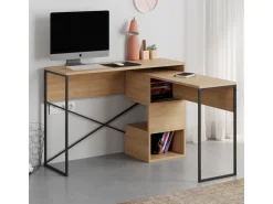 Bureau modulable en bois "Badau" - 110 x 102 x 77 cm - Beige