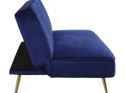 Canapé Clic Clac en velours "James" - 180 x  83 x 75 cm - 3 places - Bleu foncé