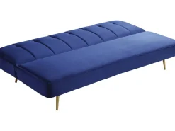 Canapé Clic Clac en velours "James" - 180 x  83 x 75 cm - 3 places - Bleu foncé