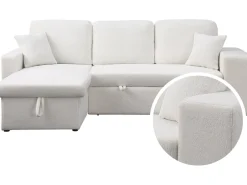 Canapé d'angle bouclettes convertible/reversible "Axel" - 3 Places - Blanc