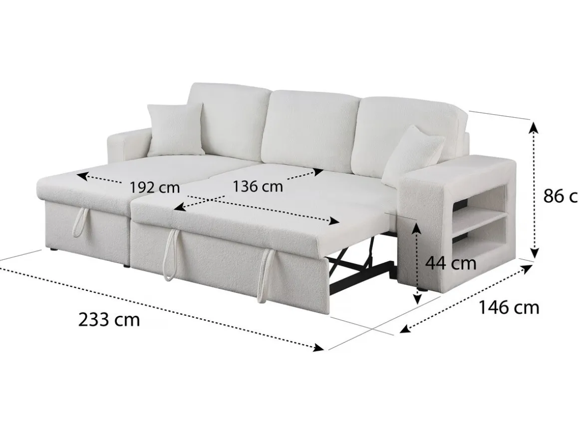 Canapé d'angle bouclettes convertible/reversible "Axel" - 3 Places - Blanc