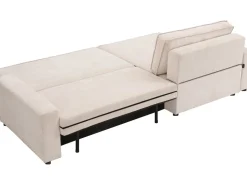 Canapé d'angle convertible en tissu texturé "Montaigne" - 4 places - Beige