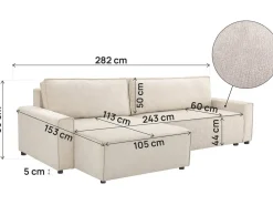 Canapé d'angle convertible en tissu texturé 
