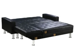 Canapé d'angle convertible et réversible "Theo" - 260 x 82/144 x 81 cm - 4 places - Noir