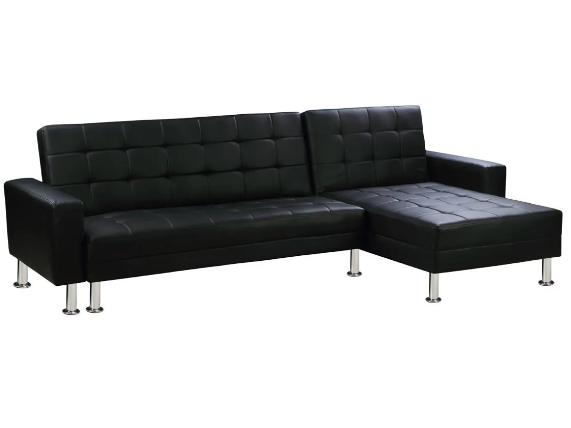 Canapé d'angle convertible et réversible "Theo" - 260 x 82/144 x 81 cm - 4 places - Noir