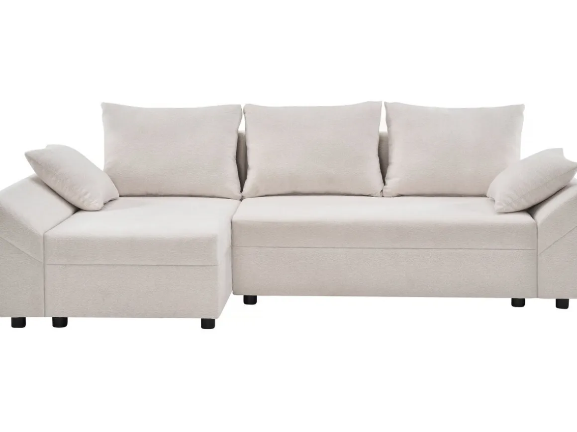 Canapé d'angle convertible et reversible en tissu texturé "Vaugirard II" - 3 places - Beige