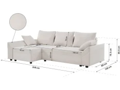 Canapé d'angle convertible et reversible en tissu texturé