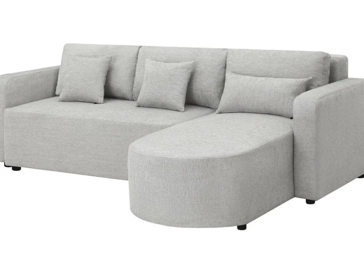 Canapé d'angle convertible et reversible en tissu "Charles" - 3 places - Gris