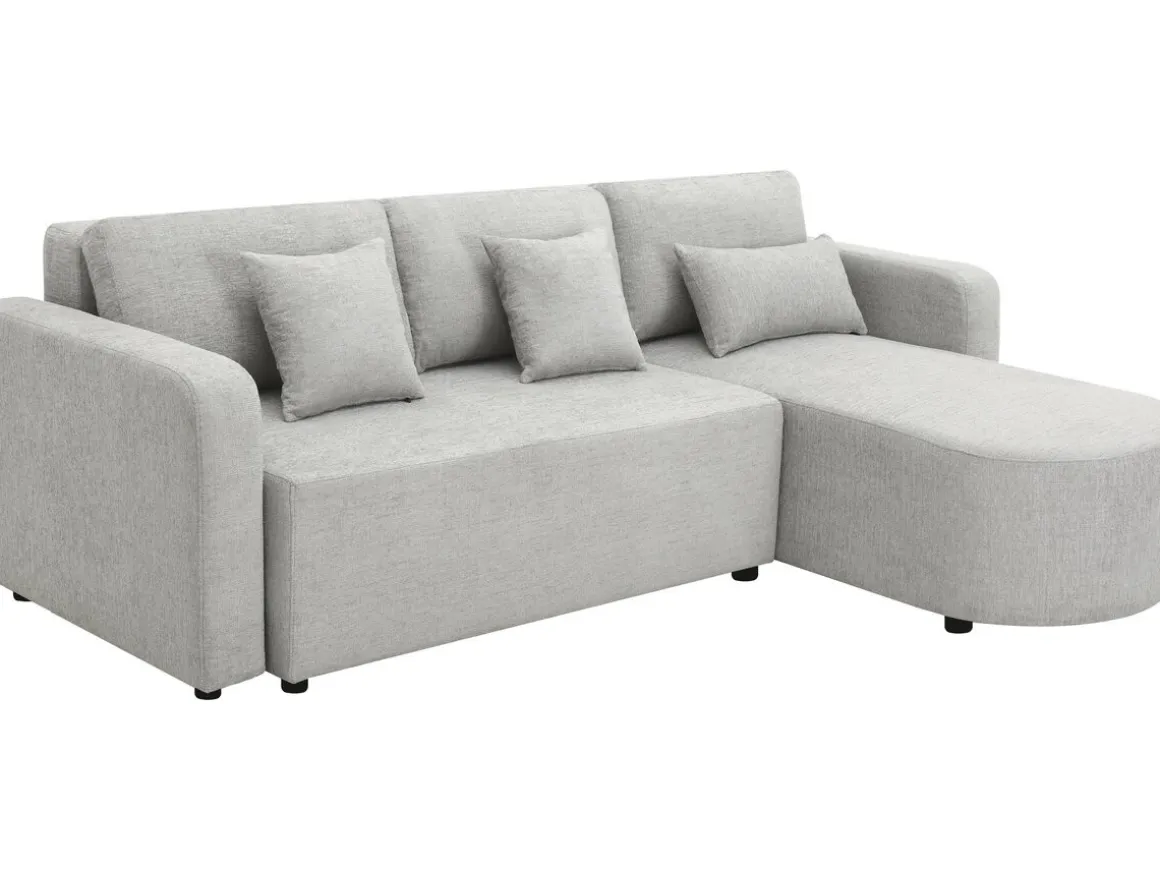 Canapé d'angle convertible et reversible en tissu "Charles" - 3 places - Gris
