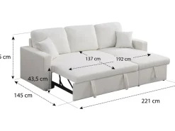 Canapé d'angle convertible/reversible avec coffre 