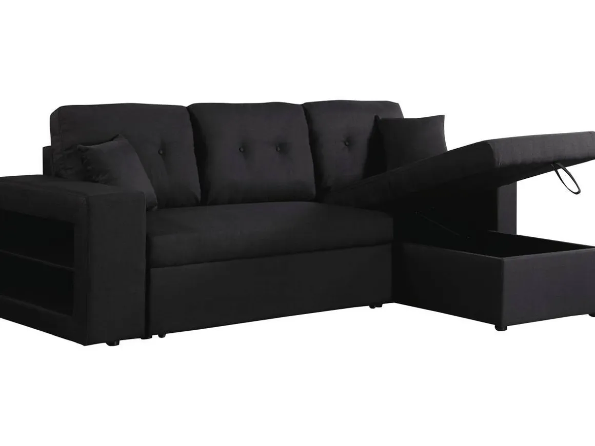 Canapé d'angle convertible/réversible "Axel" - 3 places - Noir