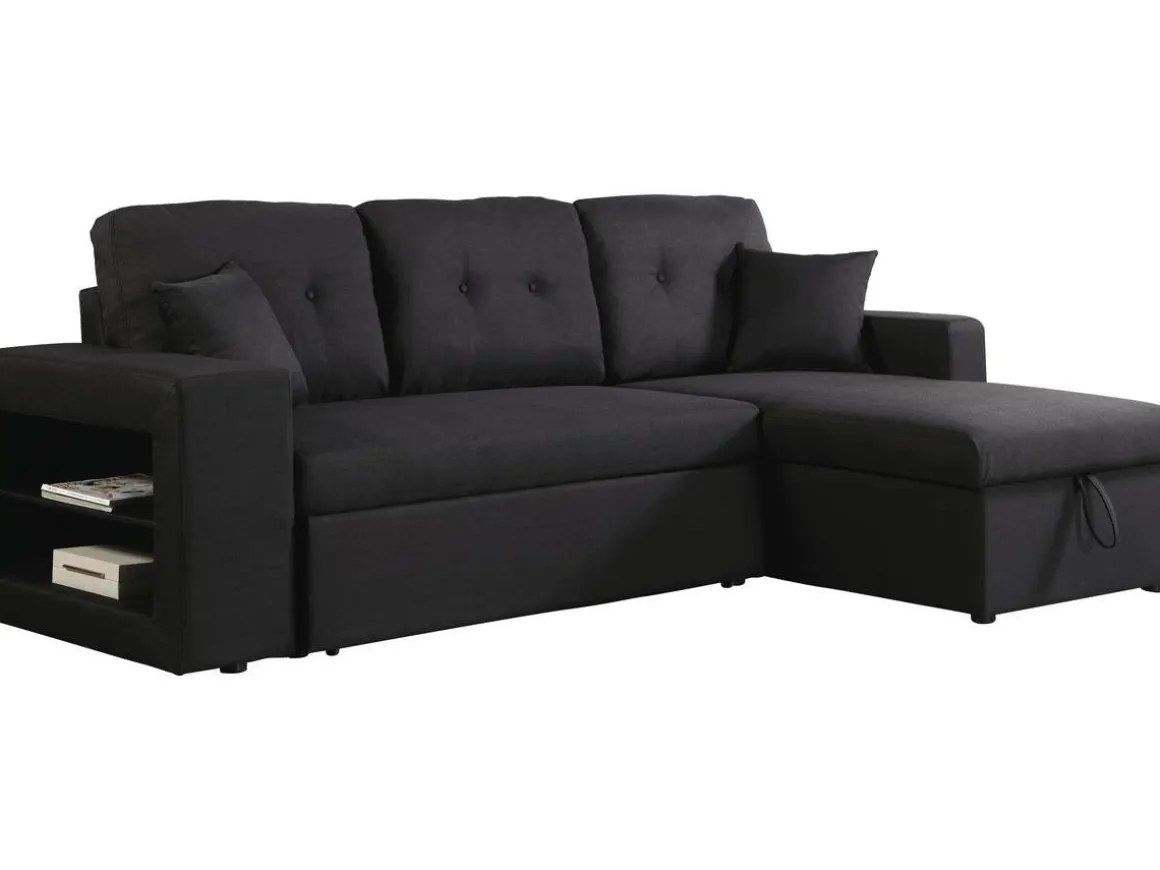 Canapé d'angle convertible/réversible "Axel" - 3 places - Noir