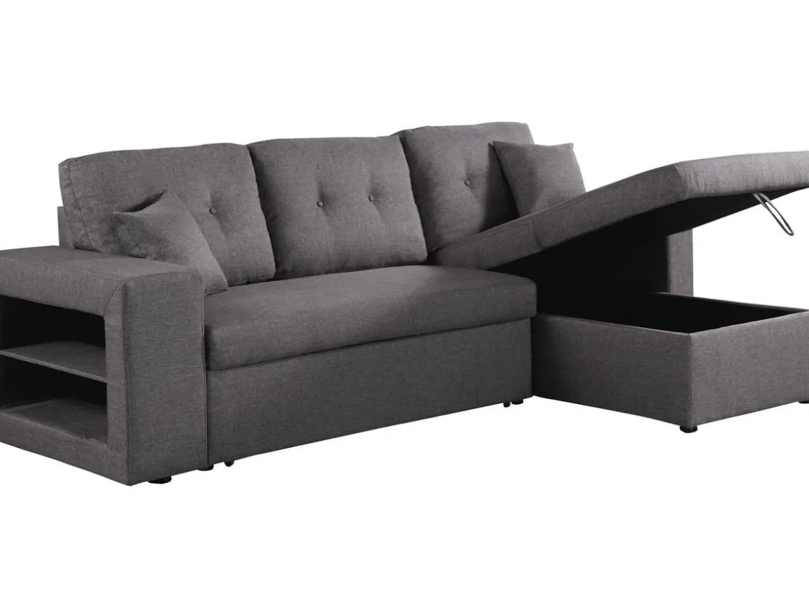 Canapé d'angle convertible/réversible "Axel" - 3 places - Gris