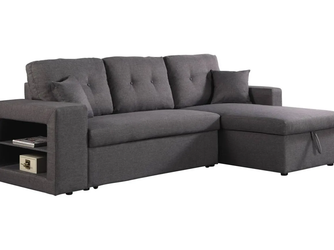 Canapé d'angle convertible/réversible "Axel" - 3 places - Gris