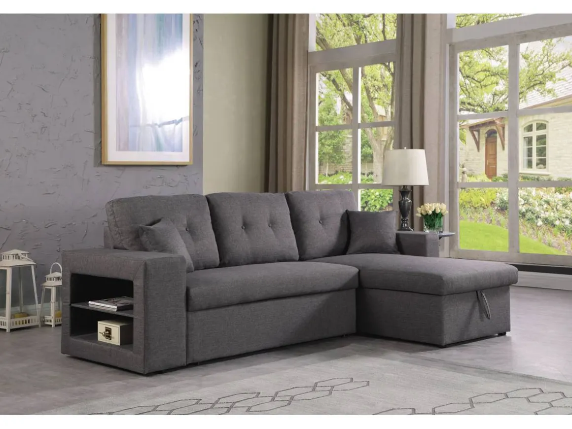 Canapé d'angle convertible/réversible "Axel" - 3 places - Gris