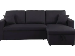 Canapé d'angle convertible/ réversible "Alain" - 221 x 145 x 85 cm - 3 places - Noir