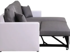 Canapé d'angle convertible/ réversible avec coffre "Alain" - 221 x 145 x 85 cm - 3 places - Gris / Blanc
