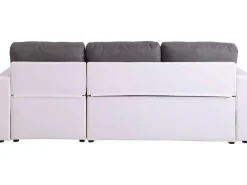 Canapé d'angle convertible/ réversible avec coffre "Alain" - 221 x 145 x 85 cm - 3 places - Gris / Blanc