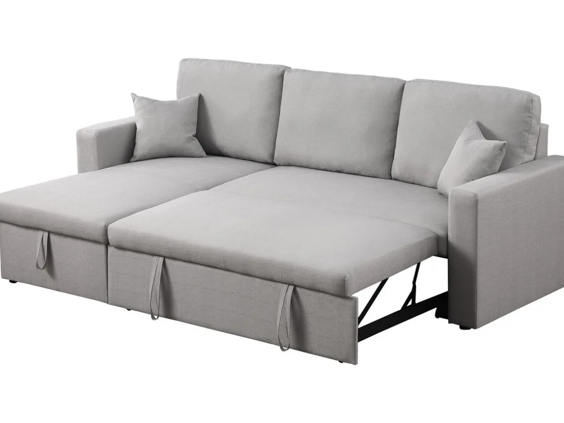Canapé d'angle convertible/ réversible avec coffre "Alain" - 3 places - Gris clair