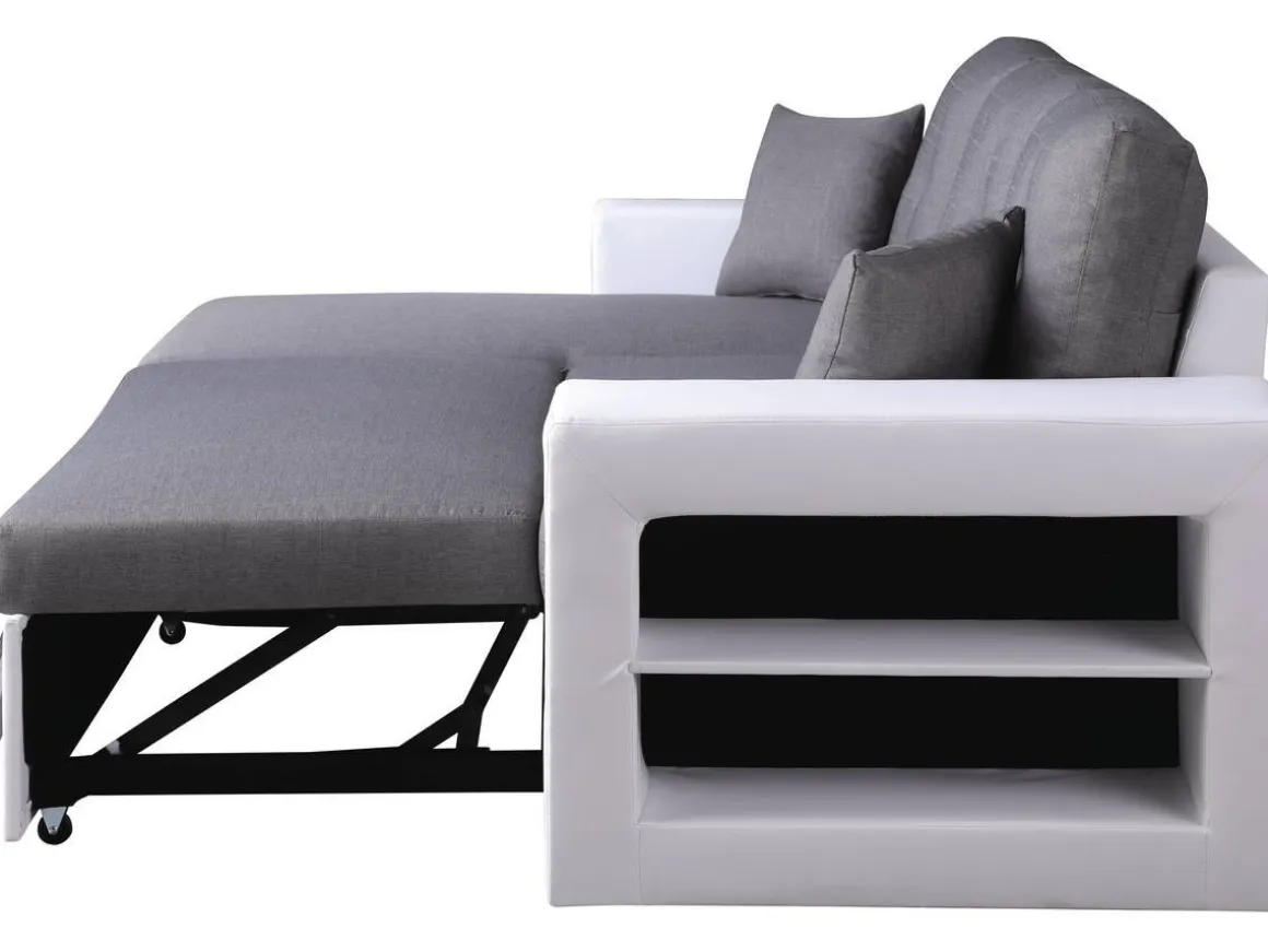Canapé d'angle convertible/réversible "Axel" - 3 places - Blanc/Gris