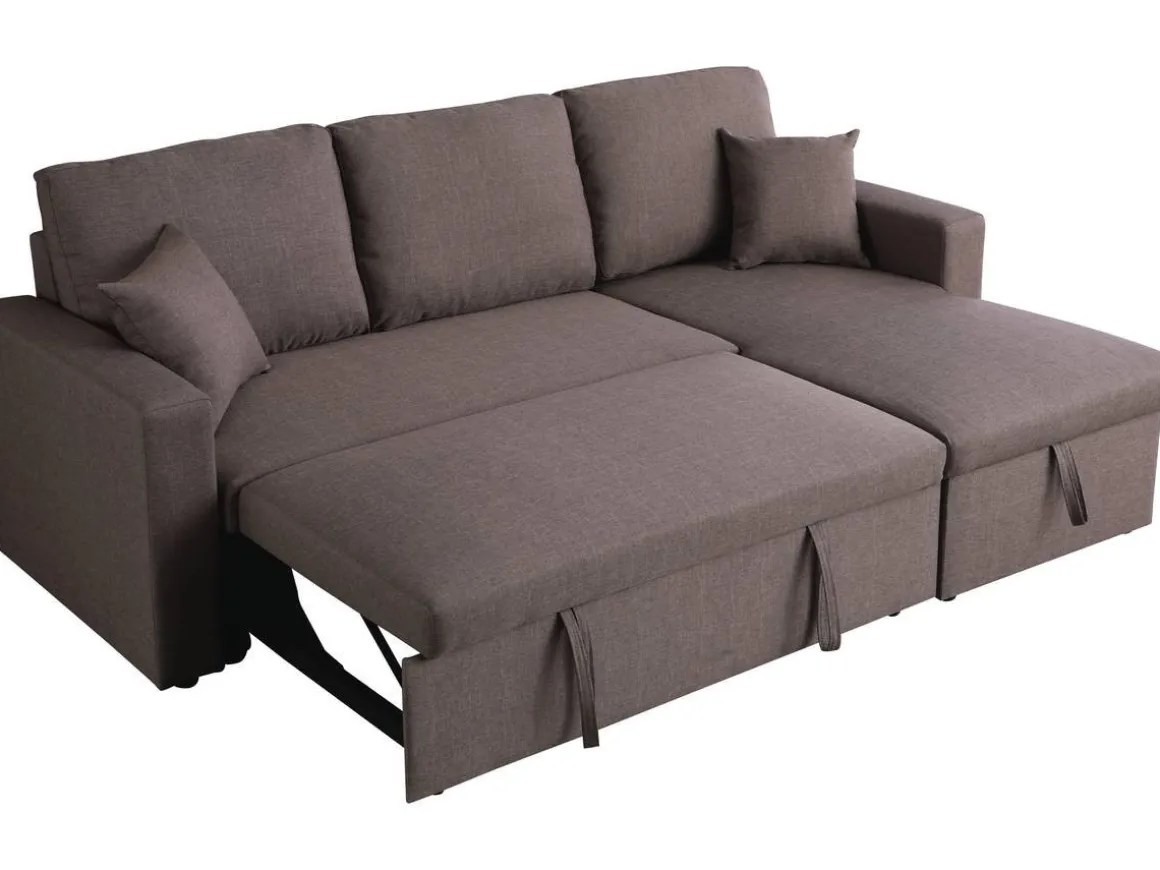 Canapé d'angle convertible/ réversible avec coffre "Alain" - 3 places - Taupe