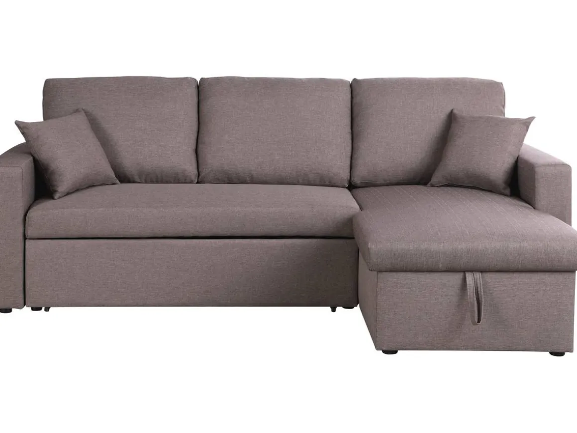 Canapé d'angle convertible/ réversible avec coffre "Alain" - 3 places - Taupe