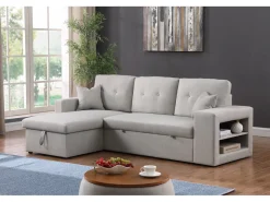 Canapé d'angle convertible/réversible "Axel" - 3 places - Gris clair