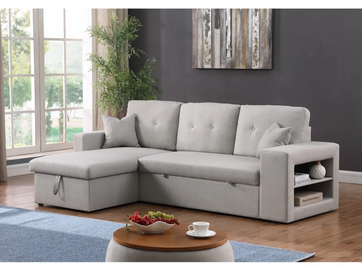 Canapé d'angle convertible/réversible "Axel" - 3 places - Gris clair