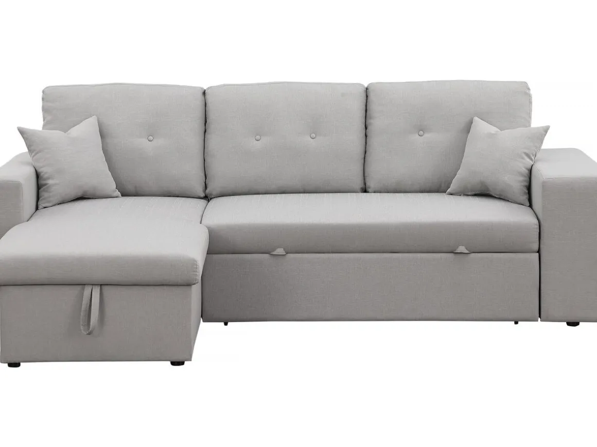 Canapé d'angle convertible/réversible "Axel" - 3 places - Gris clair