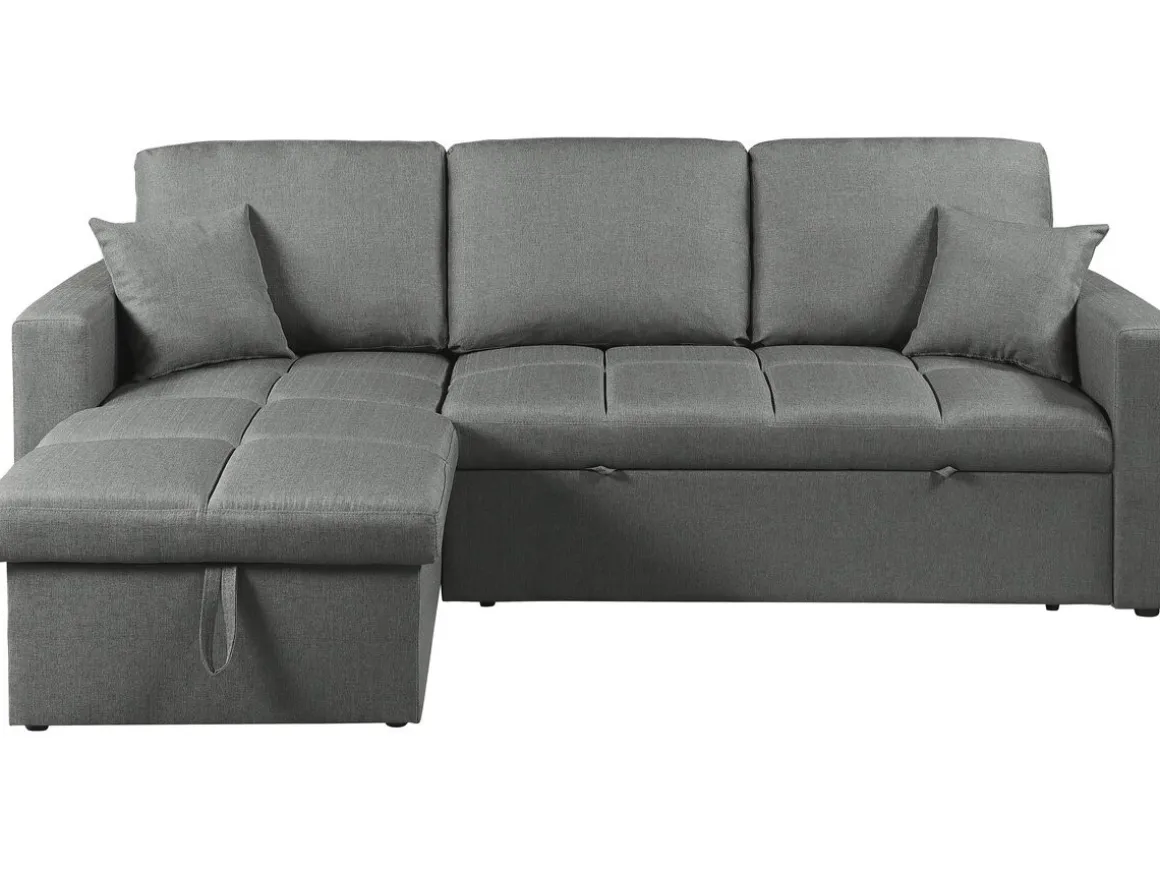 Canapé d'angle convertible/réversible style bubble "Alain" - 3 places - Gris