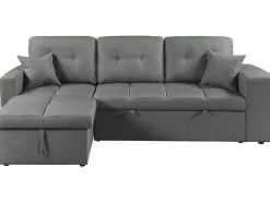 Canapé d'angle convertible/réversible tissu style bubble "Axel" - 3 places - Gris