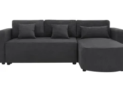 Canapé d'angle convertible/réversible en tissu "Charles" - 3 places - Noir