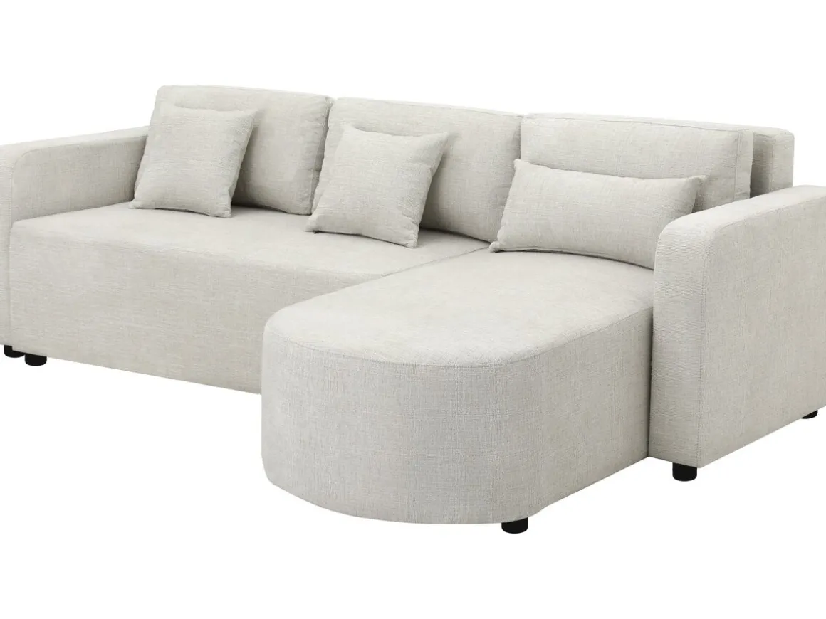 Canapé d'angle convertible/réversible en tissu "Charles" - 3 places - Beige