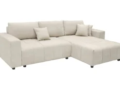 Canapé d'angle convertible style bubble tissu chenille "George" 4 places - Beige